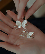 Modern White Hollow Out Butterfly Alloy Zircon Hairpin