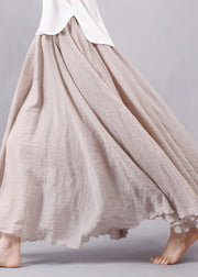 New Beige Solid High Waist Cotton Skirt Summer