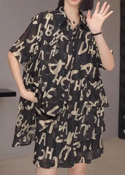 New Black Alphabet Pockets Chiffon Two Pieces Set Summer