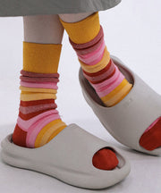 New Concave Convex Three-Dimensional Gradient Color Striped Mid Calf Socks