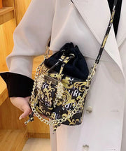 New Fashionable Black Printed Chain Crossbody Bag