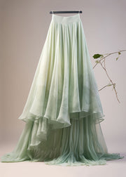 New Green Asymmetrical High Waist Tulle Skirts Summer