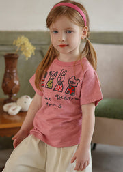 New Pink O-Neck Kids T Shirt Short Sleeve