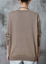 Organic Khaki Oversized Patchwork Knit Sweaters Spring