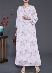 Organic Purple Oversized Tie Dye Chiffon Maxi Dresses Spring