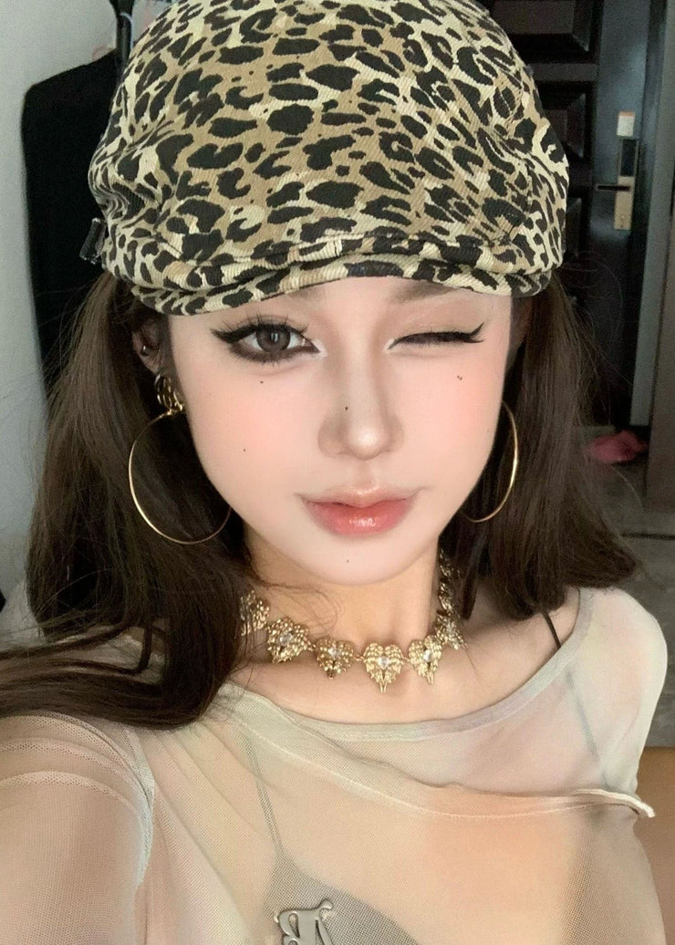 Original Design Leopard Print Beret Hat