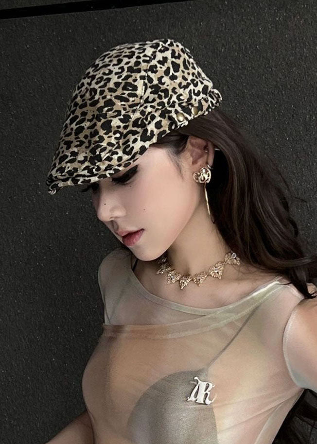 Original Design Leopard Print Beret Hat