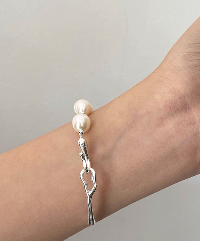 Original Design White Sterling Silver Pearl Bracelet