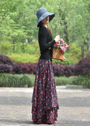 Original Wrinkled Asymmetrical Print Cotton Skirts Spring