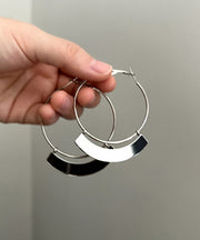 Oversize Silk Sterling Silver Alloy Hoop Earrings