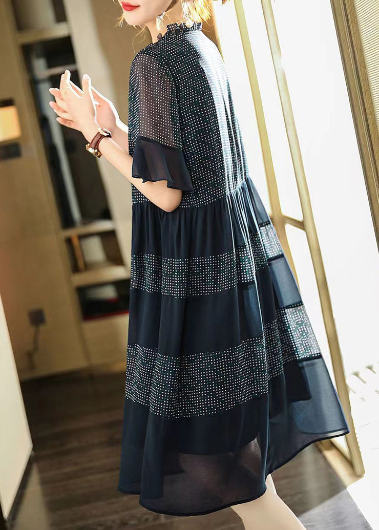 Plus Size Black Print Chiffon Maxi Dress Summer