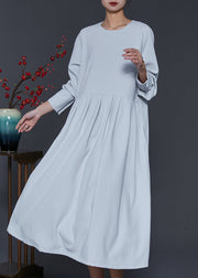 Plus Size Sky Blue Oversized Exra Large Hem Cotton Dress Spring