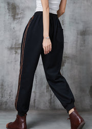 Simple Black Oversized Warm Fleece Harem Pants Winter