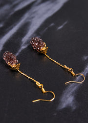 Simple Grapes Acrylic 14K Gold Long Drop Earrings