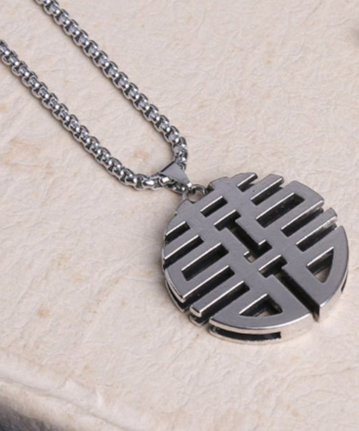 Simple Silk Sterling Silver Graphic Pendant Necklace