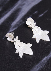 Simple White Leaf Acrylic Drop Earrings