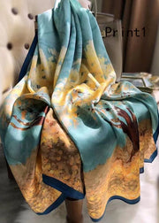 Spring And Autumn Print Silk Scarf And Shawl Dual Use