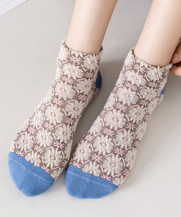 Style Floral Jacquard Women Cotton Low Cut Socks