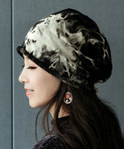 Stylish Black Tie Dye Print Cotton Bonnie Hat