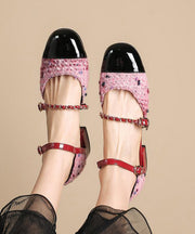 Stylish Buckle Strap Splicing Rose Faux Leather Loafer Shoes