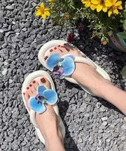 Stylish Comfortable Red Floral Splicing Flip Flops