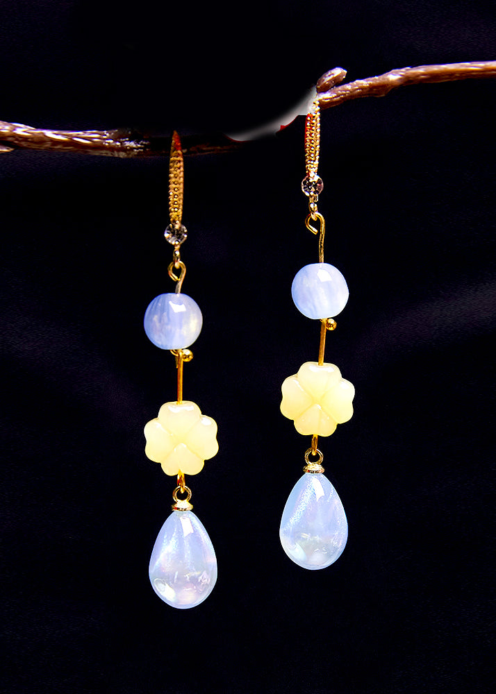 Stylish Lake Blue Water Droplet Acrylic Drop Earrings