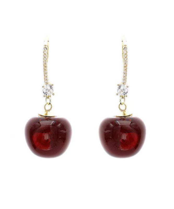 Stylish Mulberry Sterling Silver Crystal Zircon Cherry Drop Earrings