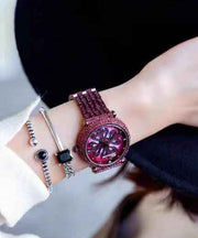 Stylish Purple Titanium Alloy Hardlex Crystal Waterproof Watch