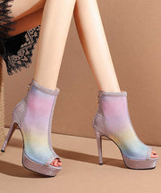 Stylish Rainbow Breathable Mesh Stiletto Splicing Sandals