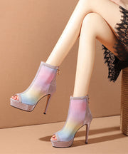 Stylish Rainbow Breathable Mesh Stiletto Splicing Sandals