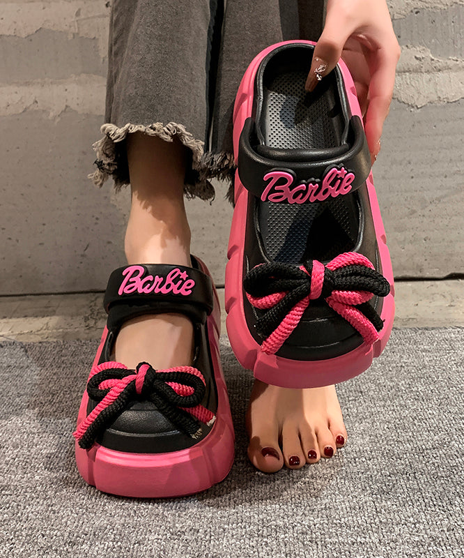 Stylish Rose Platform Hollow Out Slide Sandals