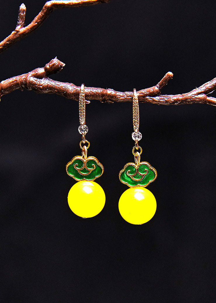 Stylish Yellow Beeswax 925 Silver Drop Earrings