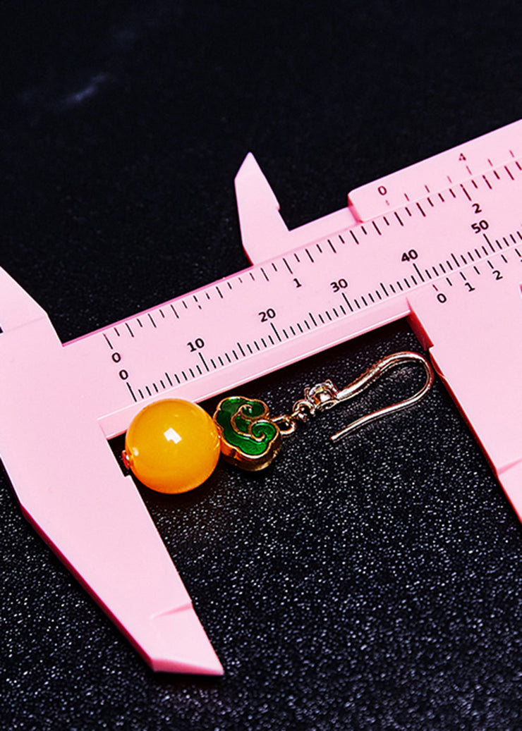 Stylish Yellow Beeswax 925 Silver Drop Earrings