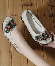 Unique Black Flower Splicing Flat Shoes