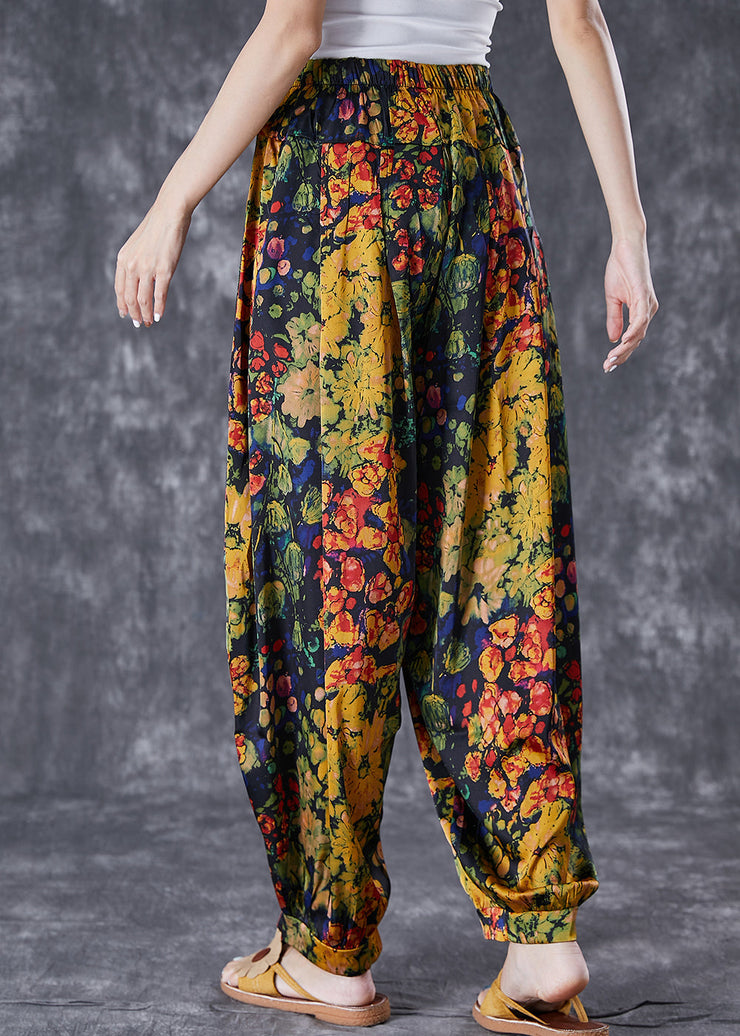 Unique Oversized Print Linen Silk Harem Pants Summer