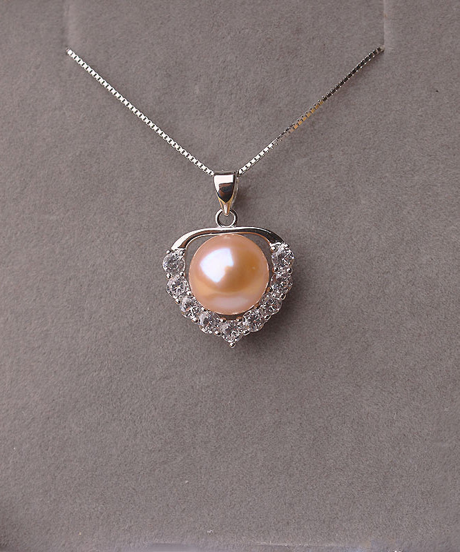 Unique Purple Sterling Silver Zircon Pearl Pendant Necklace