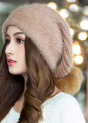 Versatile Autumn And Winter Fashionable Beige The Rabbit Wool Knitted Hats