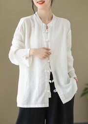 White Stand Collar Shirt Long Sleeve