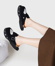 Women Black Love Splicing Rivet Slide Sandals