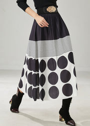 Women Black Print Cotton A Line Skirts Spring