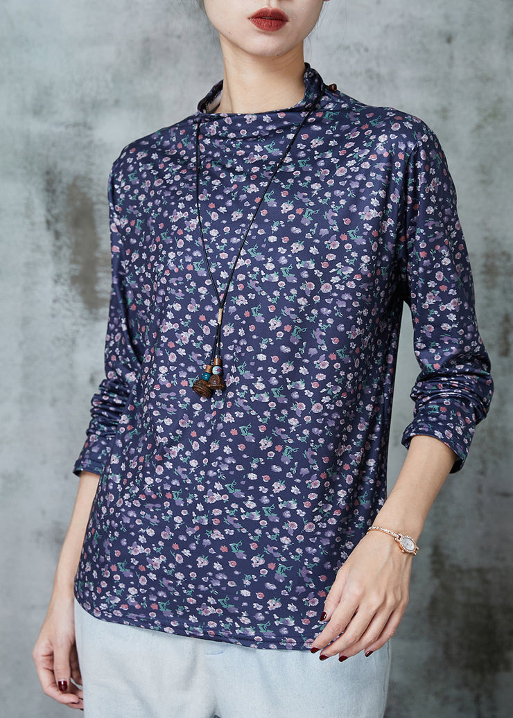 Women Blue Print Cotton Shirt Spring