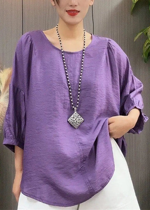 Women Green Ruffled Lace Up Linen T Shirt Batwing Sleeve