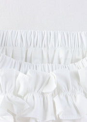 Women White Embroideried Floral Elastic Waist Asymmetrical Patchwork Tulle A Line Skirt Summer