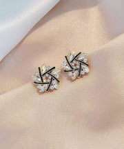 Womens Elegant Sterling Silver Alloy Zircon Tendy Circling Earrings