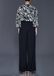 Zebra Pattern Print Silk Two Pieces Set Oversized Spring