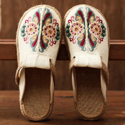 2024 Linen Floral Shoes flip flop Flats