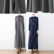 2024 winter gray knit maxi dresses elegant warm woolen dresses caftans gown