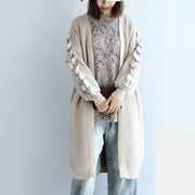 2021 Winter Nude lange Strickmäntel Strickjacken Pullover Outwear Banddetails