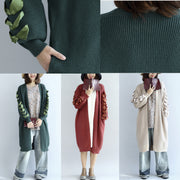 2024 winter nude long knit coats cardigans sweater outwear ribbon details