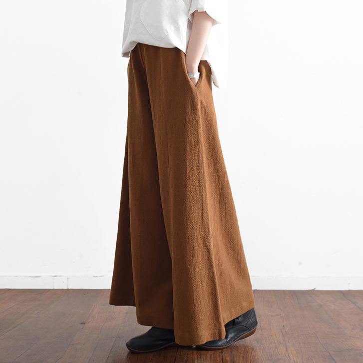 2018 spring casual linen women pants elastic waist loose fashion wide leg pants - SooLinen